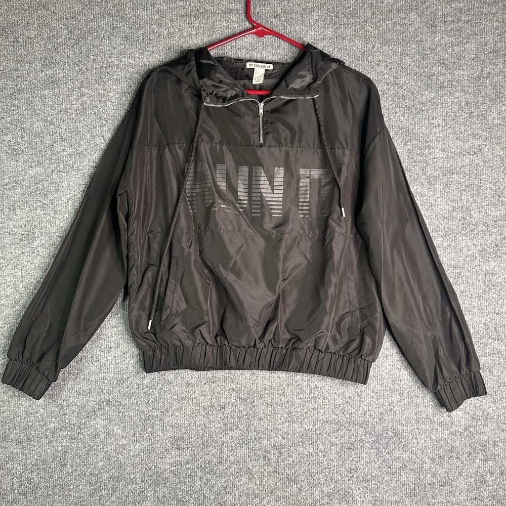 Forever 21 Womens Activewear Anorak Jacket Windbreaker Size‎ Small Black
